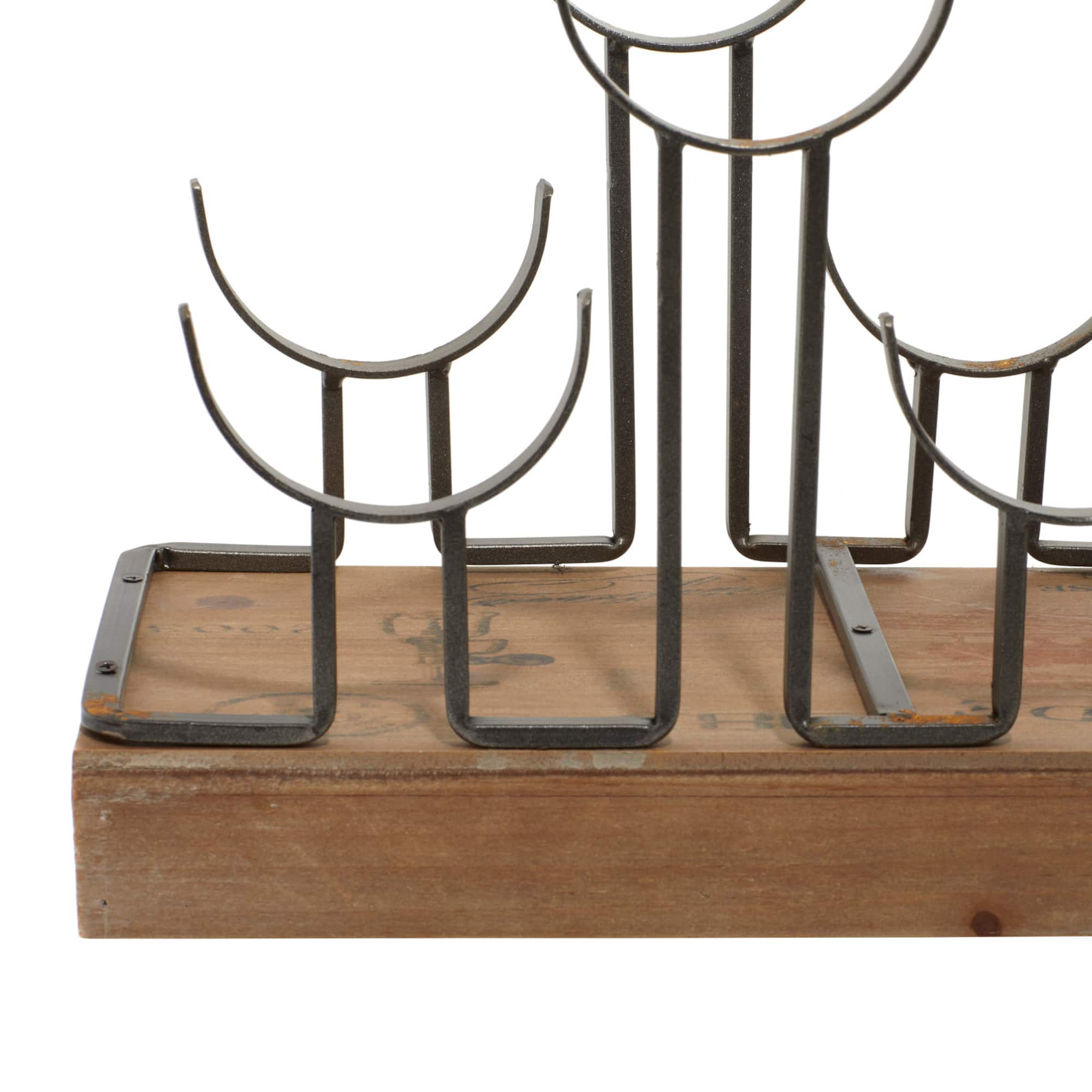 26" Brown Metal Industrial Wine Holder